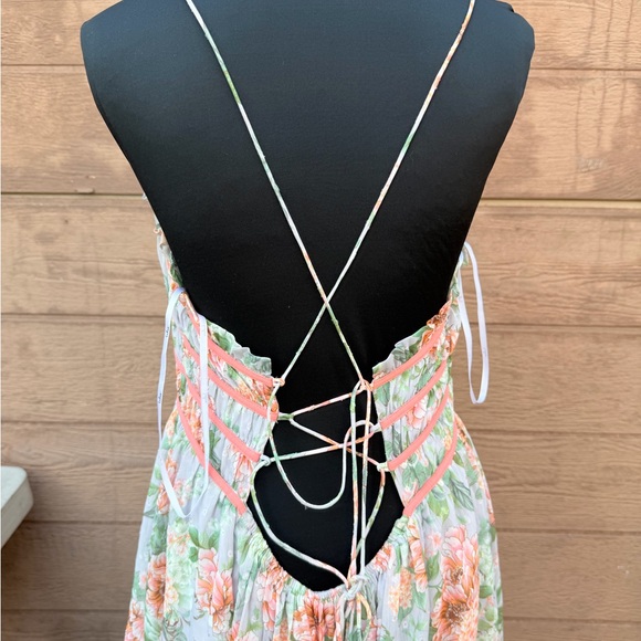 Lulus Dear to You Grey Floral Print Backless Lace-Up Midi Dress - Picture 7 of 10